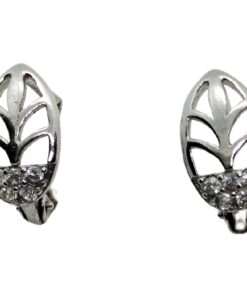 Pendientes plata rodiada hoja