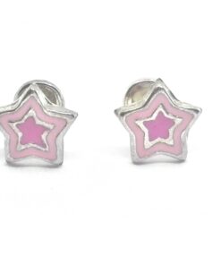Pendiente plata estrella rosa