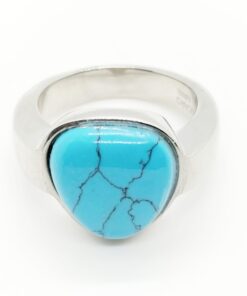 Anillo acero corazón azul