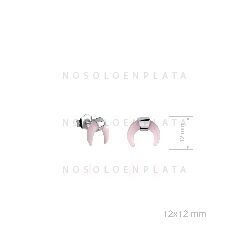 Pendientes luna invertida piedra rosa