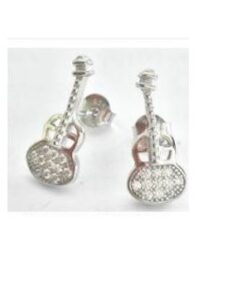 Pendiente plata rodiada guitarra