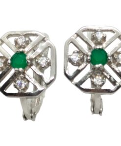 Pendientes plata rodiado esmeralda