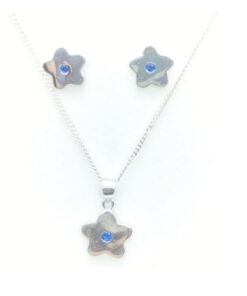 Conjunto plata estrella lisa