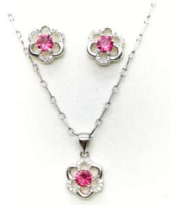 Conjunto plata piedra roja