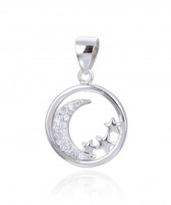 Colgante plata luna y estrellas