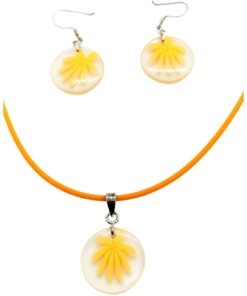 onjunto plata palmera naranja