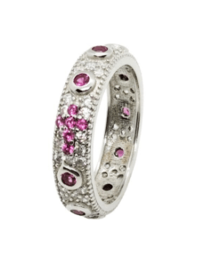 Anillo plata piedras rojas