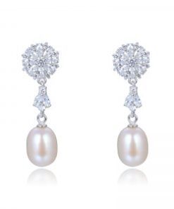 Pendientes plata con circonitas y perla