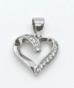 Corazon plata rodiada con circonitas