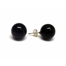 Pendientes perla negra 8mm.