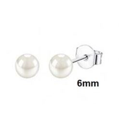 Pendiente plata bola nácar 6mm.