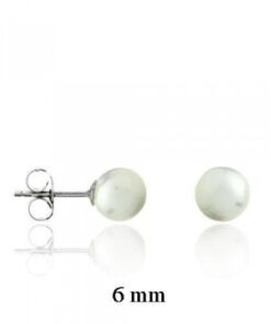 Pendiente plata perla 6mm.