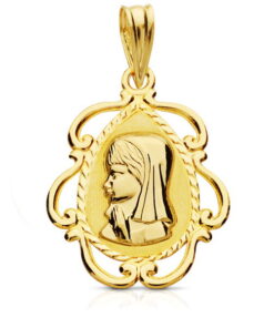 Medalla comunión Virgen niña oro 18 k