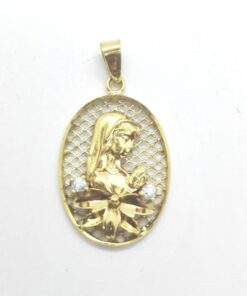 Medalla oro virgen niña calada