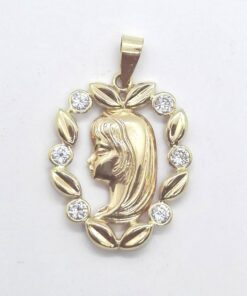 Medalla oro virgen con piedras