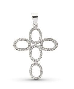 Cruz oro blanco con circonitas