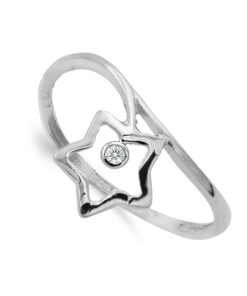 Sortija oro blanco estrella