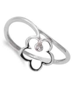 Anillo oro blanco con flor