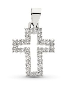 Cruz oro blanco con circonitas