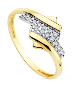 Anillo circonitas oro bicolor
