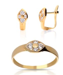 Juego oro comunión circonitas