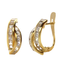 Pendientes de cierre circonitas para mujer, oro 18k