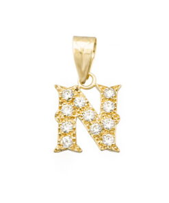 Colgante oro letra N circonitas 16mm