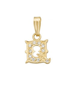 Colgante oro letra “Q” circonitas 16mm