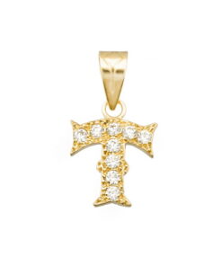 Colgante oro letra “T” circonitas 16mm