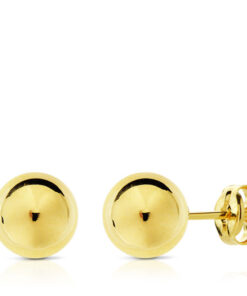 Pendientes bola lisa 10mm para mujer, niña o bebé, oro 18K