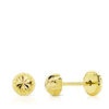 Pendientes media-bola tallada 5mm para mujer o niña. Oro 18K