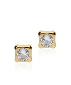 Pendientes cuadrado circonita-4mm para mujer, niña o bebé. Oro 18K