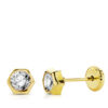 Pendientes oro hexágono circonita-4mm para mujer, niña o bebé. Oro 18K