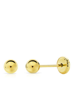 Pendientes bola lisa 4mm para niña o bebé. Oro 18K