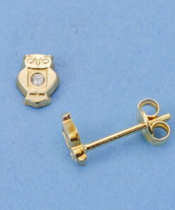 Pendientes búho con circonita para mujer, niña o bebé. Oro 18K