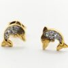 Pendientes delfín circonitas para mujer, niña o bebé. Oro 18K