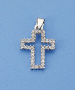 Cruz oro blanco con circonitas