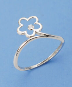 Anillo oro blanco con flor