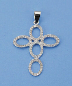 Cruz oro blanco con circonitas