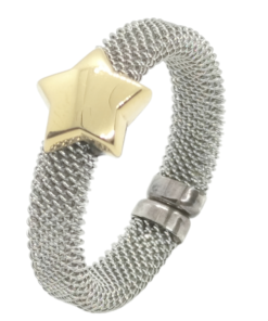 Anillo acero y oro estrella