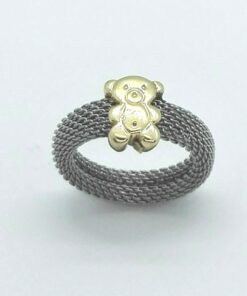 Anillo acero y oro osito