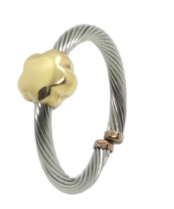 Anillo acero y oro flor