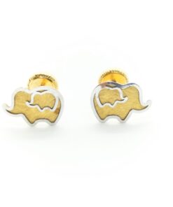 Pendientes elefante bicolor oro 18K para mujer, niña o bebé