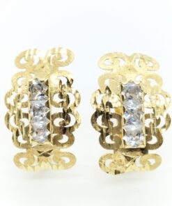 Pendientes de cierre calados para mujer, oro 18k