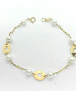 Pulsera comunión oro perlas