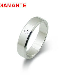 Alianza plata lisa con diamante