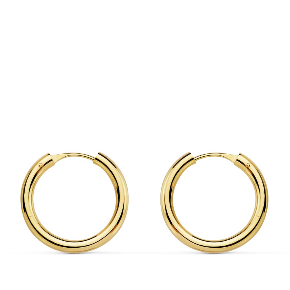 Pendientes aro medida 17 x 2 mm, oro 18k