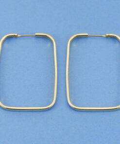 Pendientes aro rectangulares medida 33 x 24 mm, oro 18 kilates