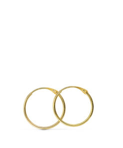 Pendientes aro redondo liso medida 14 x 1 mm, para niña o mujer oro 18 kilates