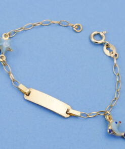 Esclava bebé con estrella y delfín esmaltados, oro 18 k